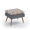 Ver imagem 4 de Kit Poltrona Namoradeira e 2 Poltronas Beta com Puff Lunar Suede Estampado Laranja com Cinza Aradeco