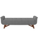 Ver imagem 4 de Kit Cabeceira Cama Box Casal 140cm Paris com Puff Recamier Itália Linho Cinza Escuro