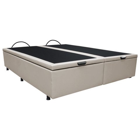 Base Box Baú para Cama Casal Queen 158x198cm Bipartido Liz S05 Corano Bege - Mpozenato