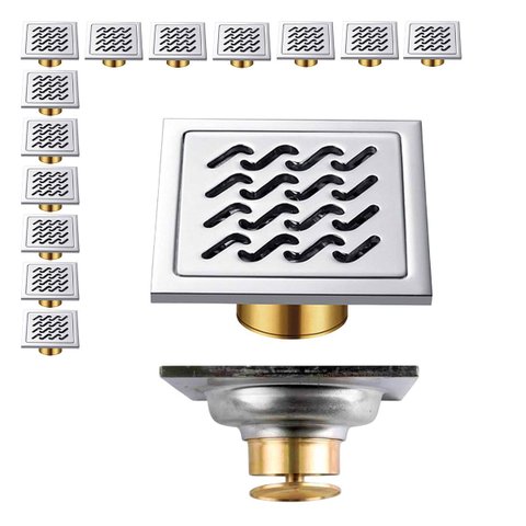 Ralo 10x10 Aço Inox Banheiro Kit 13 Uni Anti Odor Anti Inseto Box Higienico Quintal Lavanderia Lavab