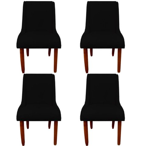 Kit 04 Cadeiras Para Sala de Jantar Lizz Pés Palito Veludo Preto D'Classe Decor