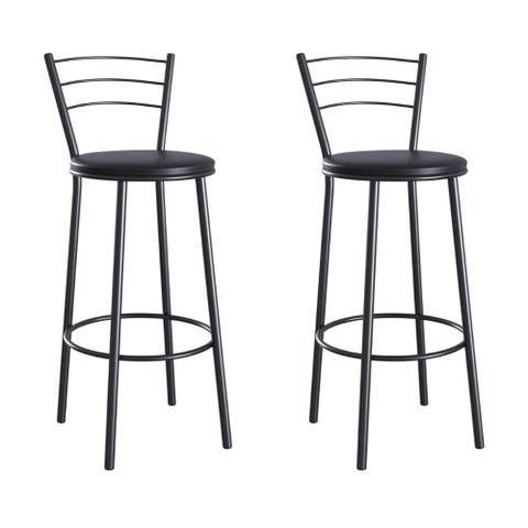 Kit 2 Banquetas Altas Aço com Assento Estofado Multimóveis Cr50260 Preto