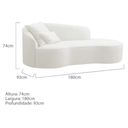 Ver imagem 5 de Divã Recamier Sofá Curvo Sala de Tv e Estar Recepção Inglaterra 180cm Lado Direito Linho Branco- Mab