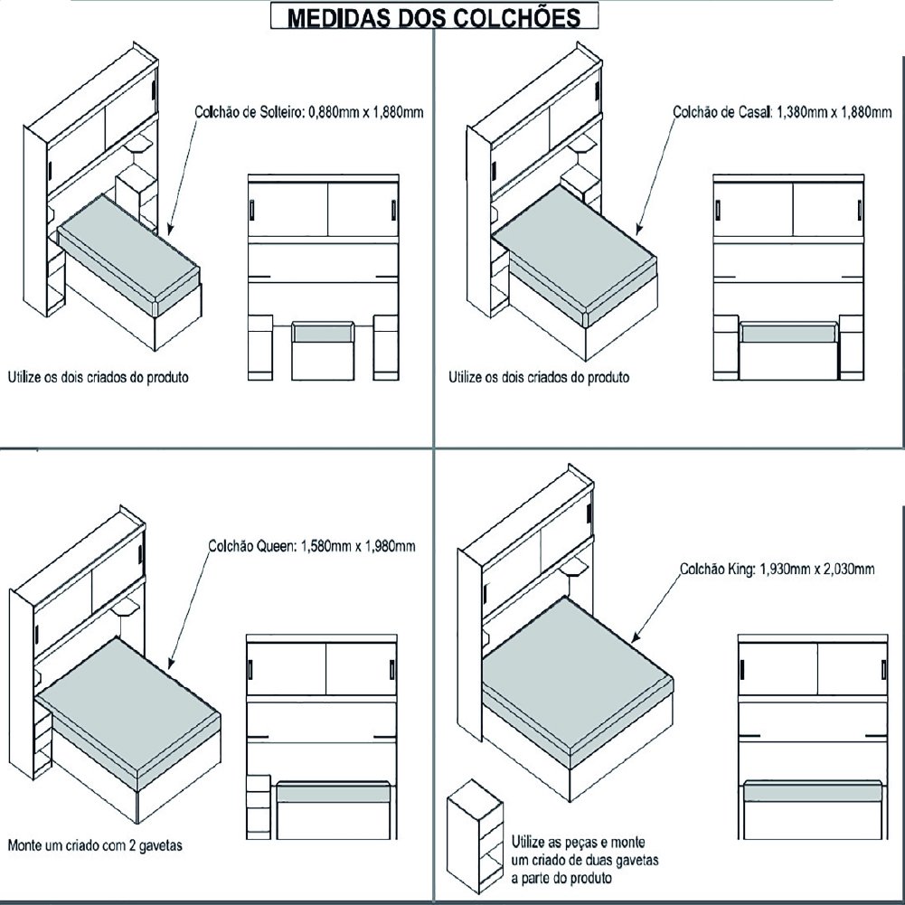 Guarda Roupas Modulado de Casal 1,38 com Cabeceira Genova Plus 6 Portas 4 gavetas Branco Batrol - 5