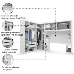 Guarda Roupas Modulado de Casal 1,38 com Cabeceira Genova Plus 6 Portas 4 gavetas Batrol - 2