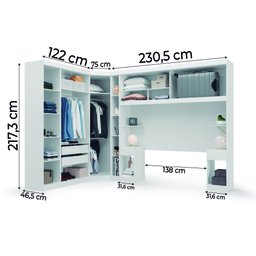Guarda Roupas Modulado de Casal 1,38 com Cabeceira Genova Plus 6 Portas 4 gavetas Batrol - 5