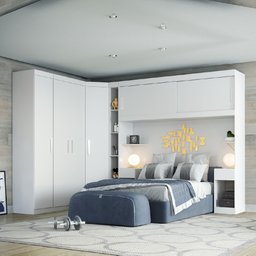 Guarda Roupas Modulado de Casal 1,38 com Cabeceira Genova Plus 6 Portas 4 gavetas Batrol - 1