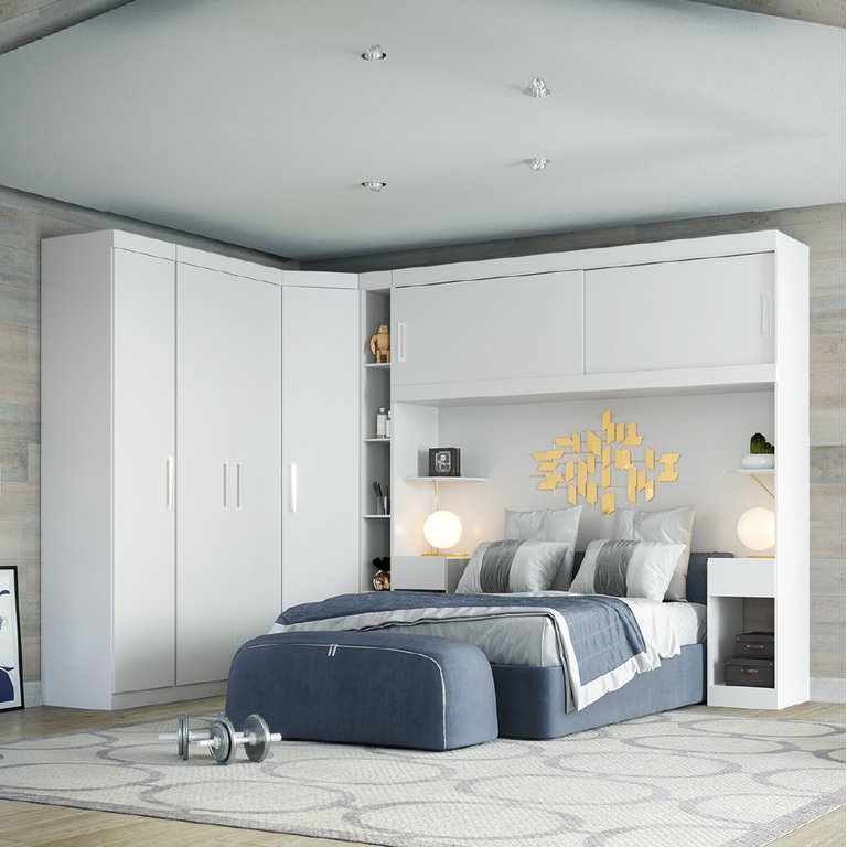 Guarda Roupas Modulado de Casal 1,38 com Cabeceira Genova Plus 6 Portas 4 gavetas Batrol