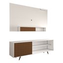 Ver imagem 1 de Rack com Painel para Tv até 55 Polegadas Ripado Branco/freijó - Panorama Móveis