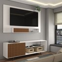 Ver imagem 2 de Rack com Painel para Tv até 55 Polegadas Ripado Branco/freijó - Panorama Móveis