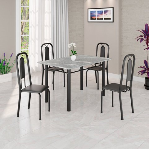 Conjunto Sala de Jantar com 4 Cadeiras Lívia Preto