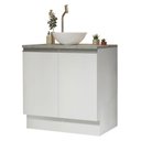 Ver imagem 2 de Armário Gabinete para Banheiro 80cm 2 Portas Branco Madesa