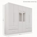 Ver imagem 3 de Guarda-Roupa Casal Modulado Canto com Espelho 11 Portas 4 Gavetas Multimóveis Branco