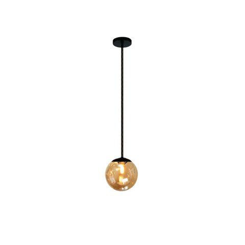 Pendente Moderno Jabuticaba Preto 1 Esfera Globo de Vidro - ÂMBAR