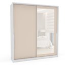 Ver imagem 4 de Guarda Roupa Roupeiro 2 Portas de Correr 2 Gavetas com Espelho Porto Branco Creme Politorno Móveis
