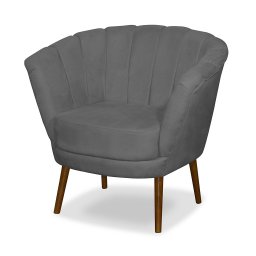 Poltrona Pétala Flor Decorativa Suede Cinza Escuro - 2