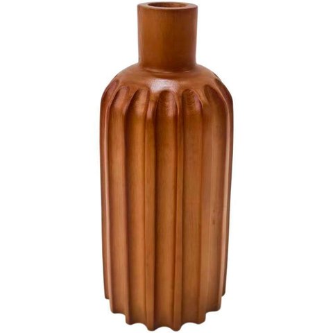 Vaso Decorativo de Madeira Natural 30x15x15cm Enfeite Sala Mesa Estante Aparador