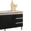 Ver imagem 2 de Balcão Gabinete de Pia para Cozinha sem Tampo 160cm 3 Portas Andréia Amêndoa/preto- Mabe Magazine