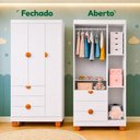 Ver imagem 2 de Guarda Roupa Apolo 3 Portas de Bater 3 Gavetas Branco Fosco Reller Móveis