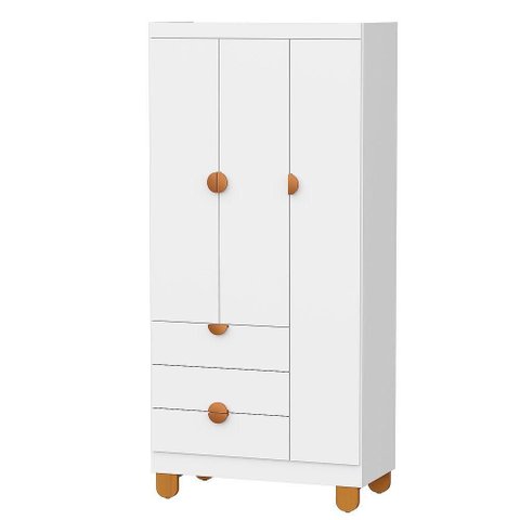 Guarda Roupa Apolo 3 Portas de Bater 3 Gavetas Branco Fosco Reller Móveis