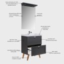Ver imagem 2 de Gabinete para Banheiro com Cuba e Espelho com LED 60cm Retro MDF Grafite Milano - On Móveis