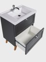 Ver mais imagens de Gabinete para Banheiro com Cuba e Espelho com LED 60cm Retro MDF Grafite Milano - On Móveis