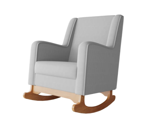 Cadeira Poltrona de Amamentação e Balanço C/ Puff Linho Cinza - Lahome Decor Aquila - 2