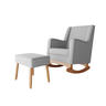 Cadeira Poltrona de Amamentação e Balanço C/ Puff Linho Cinza - Lahome Decor Aquila - 1