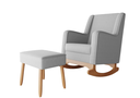 Ver imagem 1 de Cadeira Poltrona de Amamentação e Balanço C/ Puff Linho Cinza - Lahome Decor Aquila