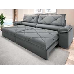 Sofá com Carregador Usb e Molas no Assento Retrátil Reclinável Nice 2,90m Velosuede - Netsofas - 1