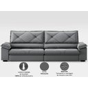 Ver imagem 6 de Sofá com Carregador Usb e Molas no Assento Retrátil Reclinável Nice 2,90m Velosuede - Netsofas