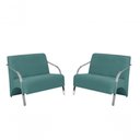 Ver imagem 1 de Kit 2 Poltronas 2 Lugares Braço Alumínio Suede Turquesa