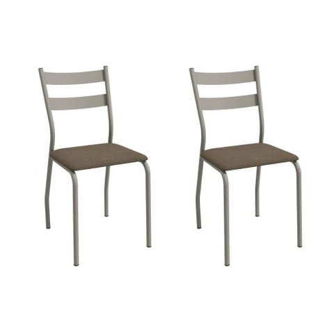 Cadeira Sala de Jantar Bali 2c141nk Aço Kit 2 Un Niquel/suede Cappuccino - Kappesberg