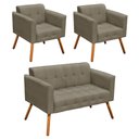 Ver imagem 1 de Kit 01 Namoradeira 02 Poltronas Elisa Suede Marrom Rato