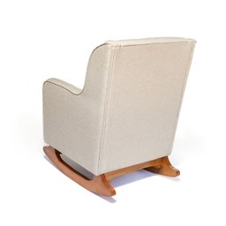 Cadeira Poltrona de Amamentação e Balanço C/ Puff Linho Bege - Lahome Decor - 3