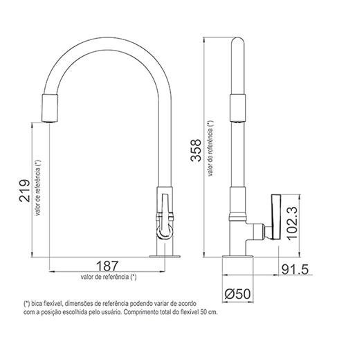Torneira Silicone Cozinha Mesa Gourmet Flexível 1/4 De Volta preta - 3