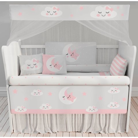 Kit Berço Enxoval de Bebê Arco-ìris Corações