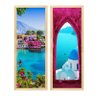 Kit 2 Quadros Decorativos Grécia Cidade Colorido Paisagem - 1