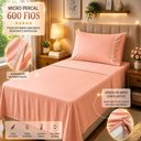 Ver imagem 2 de Jogo de Cama Quality Solteiro Micropercal 600 Fios Macio Salmão Casa Show Enxovais