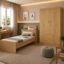 Ver imagem 3 de Jogo de Quarto com Cama Solteiro e Guarda-Roupa 4 Portas 2 Gavetas Lira Multimóveis MP4838