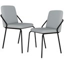 Ver imagem 1 de Kit 02 Cadeiras Estofada para Sala de Jantar Loft Preto C01 Courino Saturno Off White - Lyam Decor