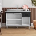 Ver imagem 2 de Balcão para Pia Gabriela sem Tampo 120cm 3 Portas 1 Gaveta - Ajl Móveis Cor Preto