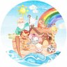 Painel de Tecido Sublimado Redondo Arca de Noe Infantil Aquarela com Elastico - 2