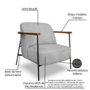 Ver imagem 7 de Poltrona Decorativa Celeste Linho Bouclê Cinza Claro Base de Ferro Preto - Pallazio