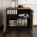 Ver imagem 4 de Armário Baixo P/ Escritório 80cm 2 Portas Nogal Pr F5 Cor:nogal com Preto