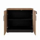 Ver imagem 5 de Armário Baixo P/ Escritório 80cm 2 Portas Nogal Pr F5 Cor:nogal com Preto