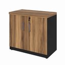 Ver imagem 3 de Armário Baixo P/ Escritório 80cm 2 Portas Nogal Pr F5 Cor:nogal com Preto