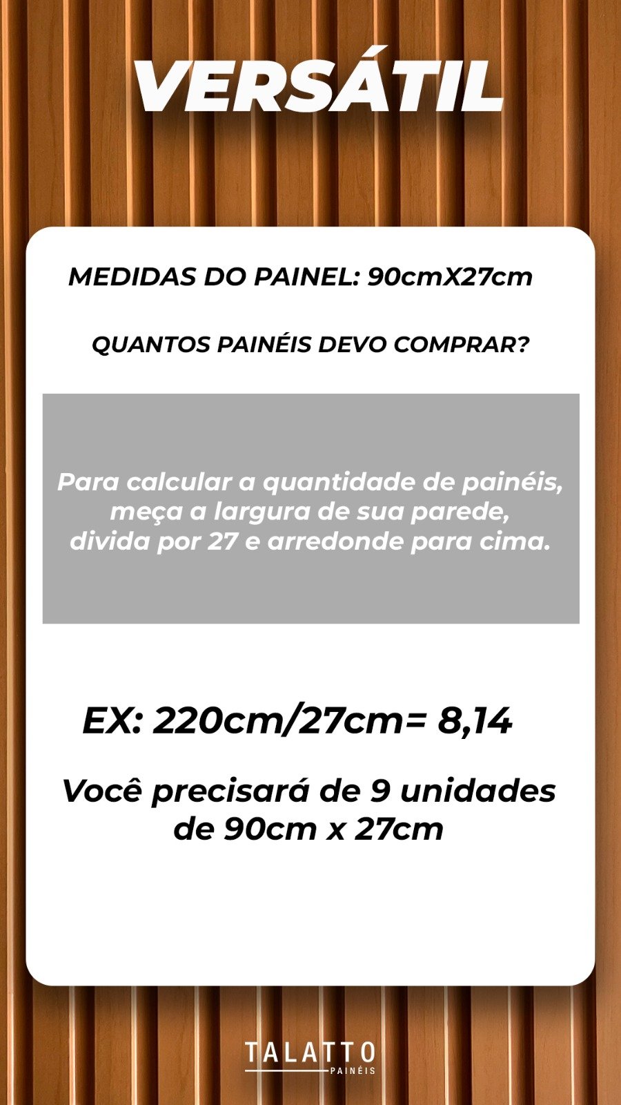 Painel Ripado Versátil Modular: Kit 06 Unid. 90x27cm Larg. (1,45m²) Talatto Painéis Gianduia - 6