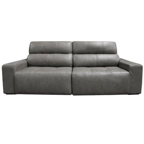 Sofá Retrátil e Reclinável de Couro Atami 2,30 M Cement Grey - Mempra Design