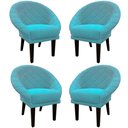 Ver imagem 1 de Kit 4 Cadeiras Sala de Estar Liz Veludo Azul Turquesa